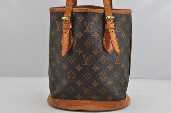 Authentic Louis Vuitton Monogram Bucket PM Shoulder Tote Bag M42238 Junk 3096K