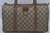 Authentic GUCCI Web Sherry Line Hand Boston Bag GG PVC Leather Brown Junk 3097J