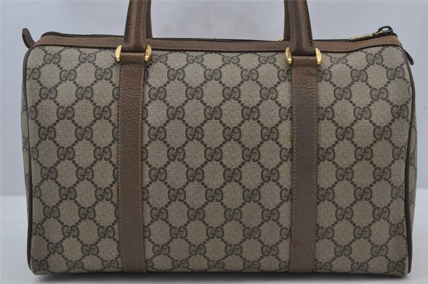 Authentic GUCCI Web Sherry Line Hand Boston Bag GG PVC Leather Brown Junk 3097J