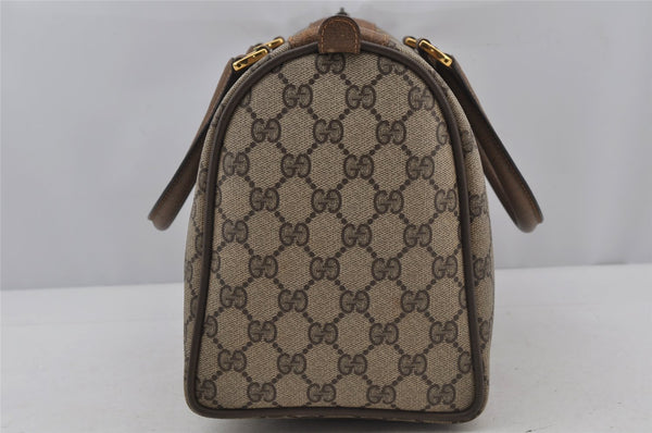 Authentic GUCCI Web Sherry Line Hand Boston Bag GG PVC Leather Brown Junk 3097J