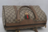 Authentic GUCCI Web Sherry Line Hand Boston Bag GG PVC Leather Brown Junk 3097J