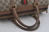 Authentic GUCCI Web Sherry Line Hand Boston Bag GG PVC Leather Brown Junk 3097J