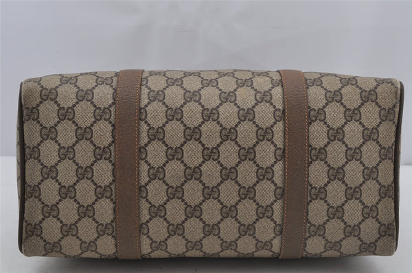 Authentic GUCCI Web Sherry Line Hand Boston Bag GG PVC Leather Brown Junk 3097J