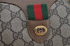 Authentic GUCCI Web Sherry Line Hand Boston Bag GG PVC Leather Brown Junk 3097J