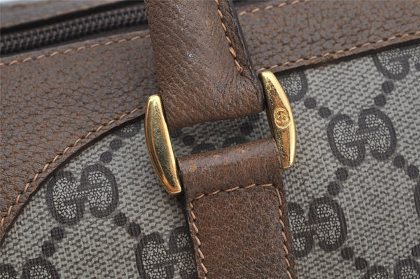 Authentic GUCCI Web Sherry Line Hand Boston Bag GG PVC Leather Brown Junk 3097J