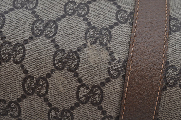 Authentic GUCCI Web Sherry Line Hand Boston Bag GG PVC Leather Brown Junk 3097J