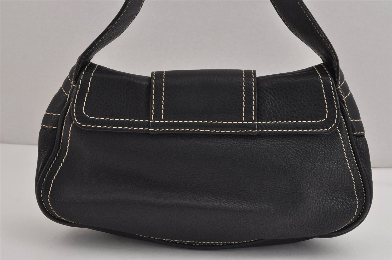 Authentic CELINE Vintage Shoulder Hand Bag Purse Leather Black 3098J