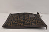 Authentic FENDI Zucca Clutch Hand Bag Purse Nylon Leather Brown Black 3098K