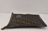 Authentic FENDI Zucca Clutch Hand Bag Purse Nylon Leather Brown Black 3098K