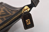 Authentic FENDI Zucca Clutch Hand Bag Purse Nylon Leather Brown Black 3098K