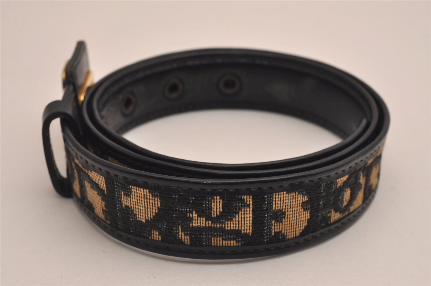 Authentic Christian Dior Trotter Belt Canvas Leather 24.8-29.7