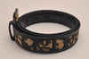 Authentic Christian Dior Trotter Belt Canvas Leather 24.8-29.7" Black 3100J