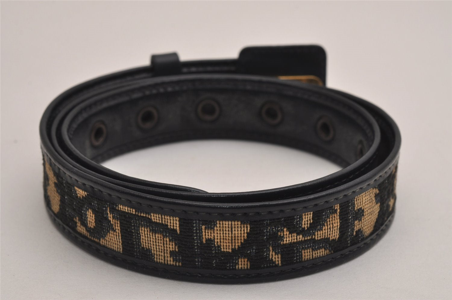 Authentic Christian Dior Trotter Belt Canvas Leather 24.8-29.7