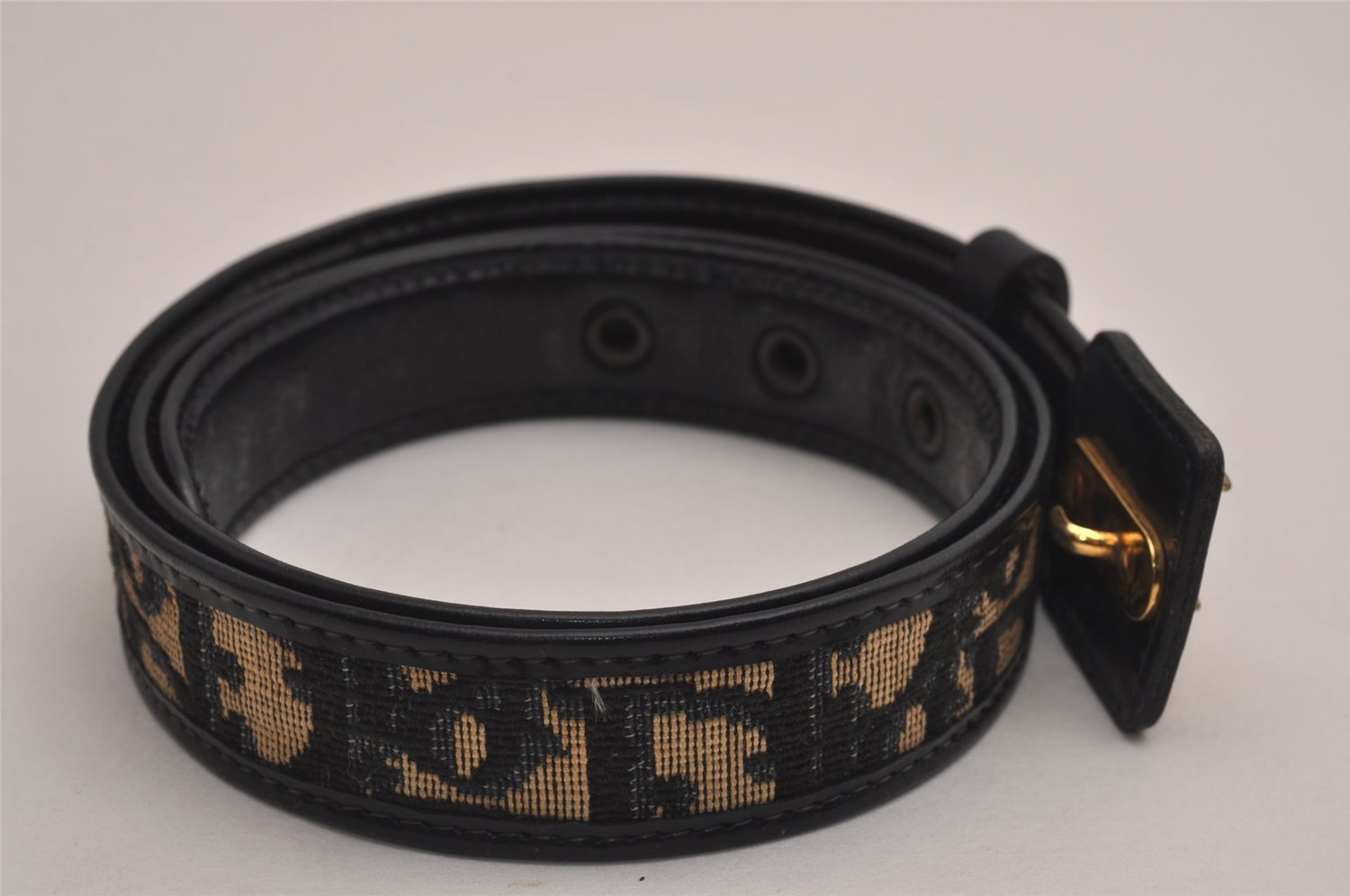 Authentic Christian Dior Trotter Belt Canvas Leather 24.8-29.7