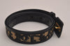 Authentic Christian Dior Trotter Belt Canvas Leather 24.8-29.7" Black 3100J