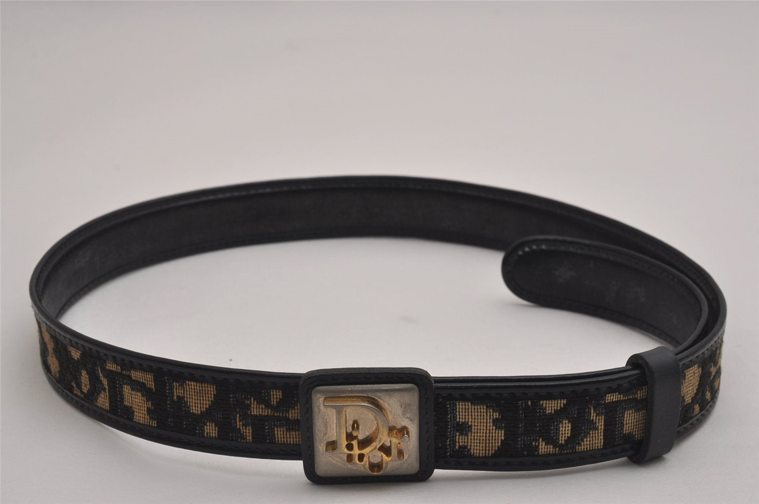 Authentic Christian Dior Trotter Belt Canvas Leather 24.8-29.7