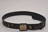 Authentic Christian Dior Trotter Belt Canvas Leather 24.8-29.7" Black 3100J