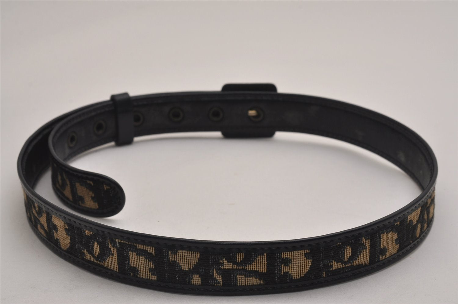 Authentic Christian Dior Trotter Belt Canvas Leather 24.8-29.7