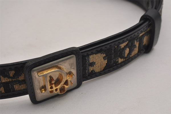 Authentic Christian Dior Trotter Belt Canvas Leather 24.8-29.7" Black 3100J