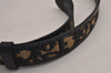 Authentic Christian Dior Trotter Belt Canvas Leather 24.8-29.7" Black 3100J