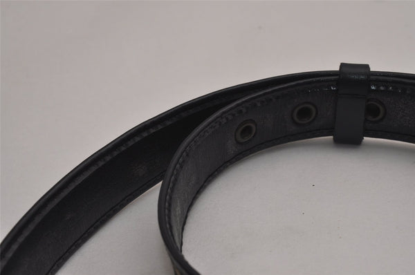 Authentic Christian Dior Trotter Belt Canvas Leather 24.8-29.7" Black 3100J