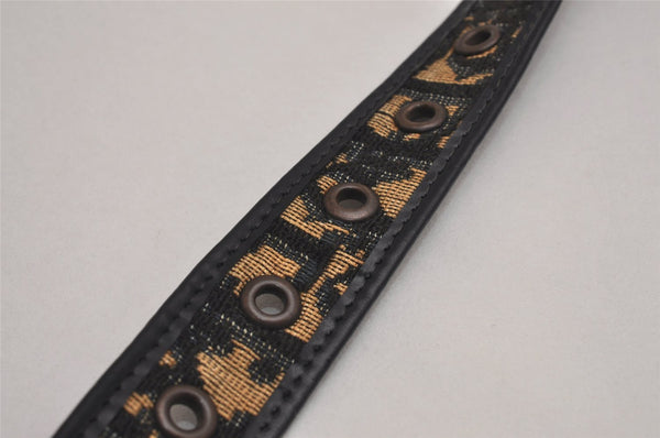 Authentic Christian Dior Trotter Belt Canvas Leather 24.8-29.7" Black 3100J