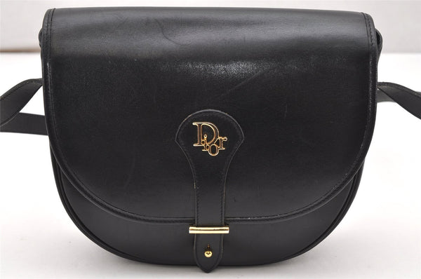 Authentic Christian Dior Vintage Shoulder Cross Bag Purse Leather Black 3104K