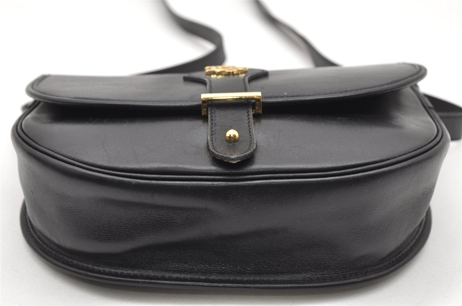 Authentic Christian Dior Vintage Shoulder Cross Bag Purse Leather Black 3104K