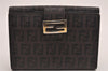 Authentic FENDI Zucchino Vintage Bifold Wallet Purse Leather Brown 3106J