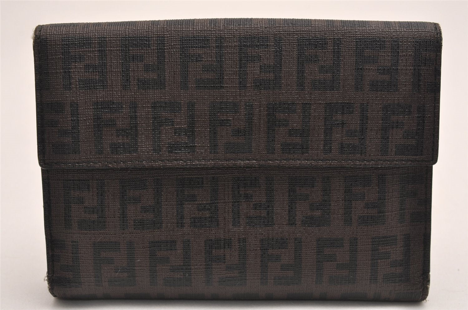 Authentic FENDI Zucchino Vintage Bifold Wallet Purse Leather Brown 3106J