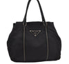 Authentic PRADA Vintage Nylon Tessuto Leather Tote Hand Bag Black 3107J