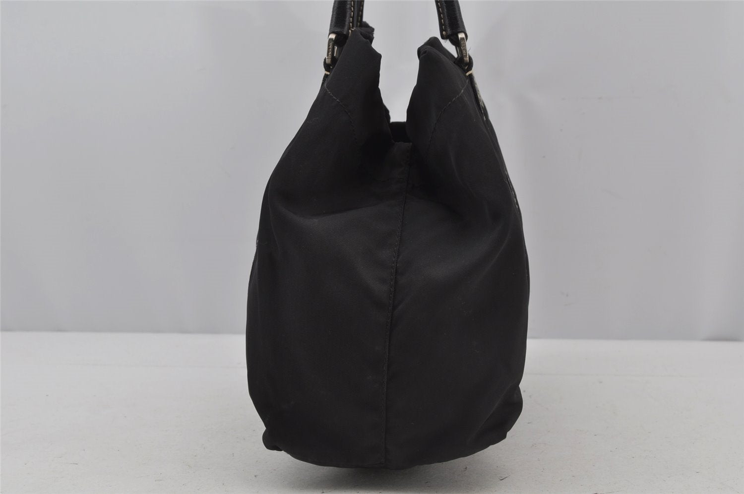 Authentic PRADA Vintage Nylon Tessuto Leather Tote Hand Bag Black 3107J