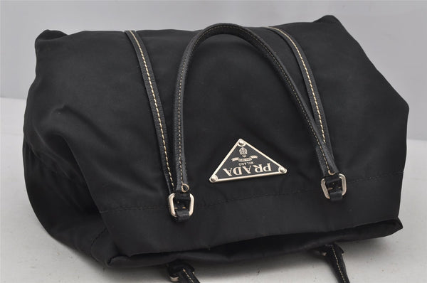 Authentic PRADA Vintage Nylon Tessuto Leather Tote Hand Bag Black 3107J