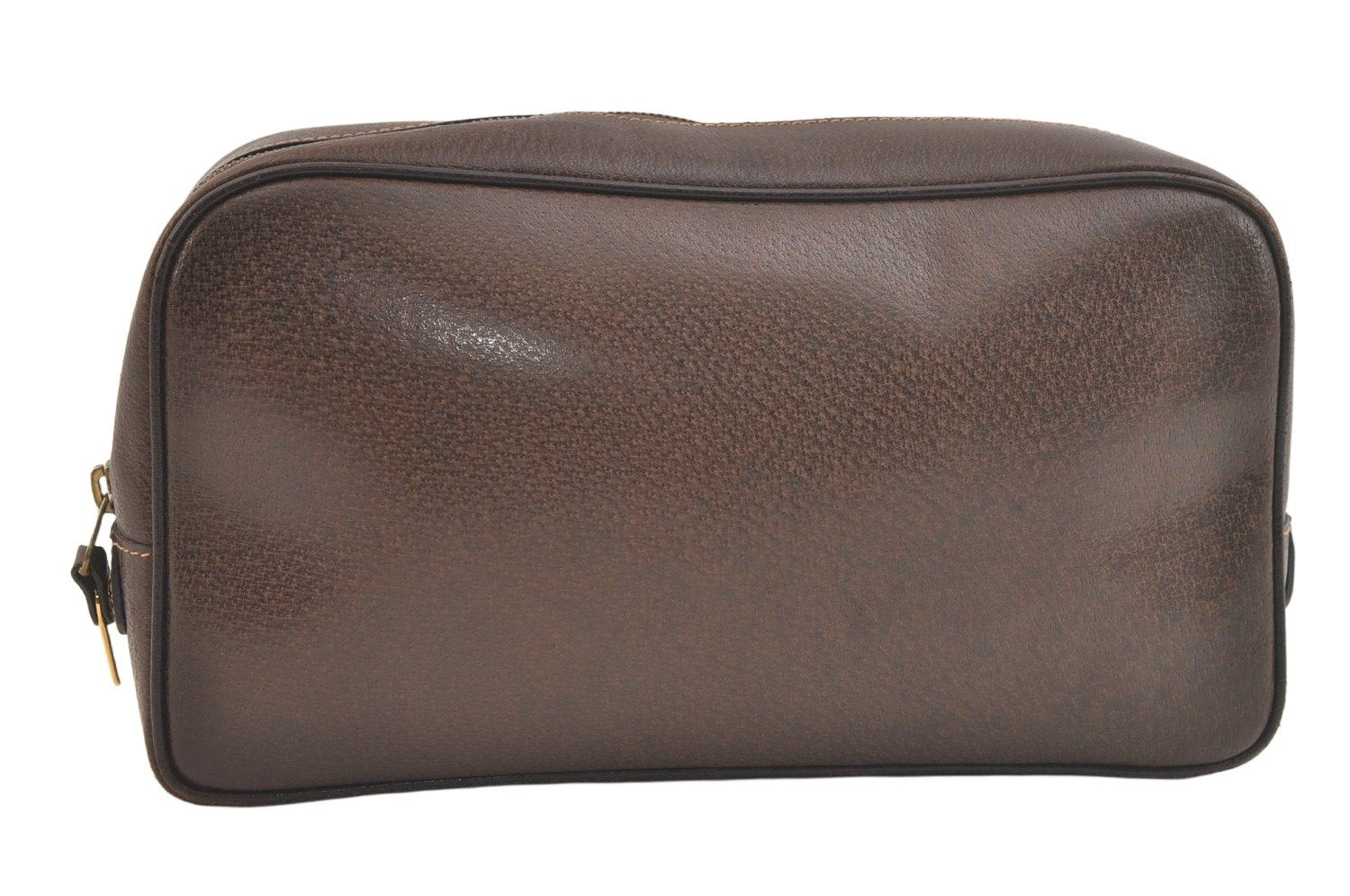 Authentic GUCCI Vintage Clutch Hand Bag Purse Leather Brown 3107K