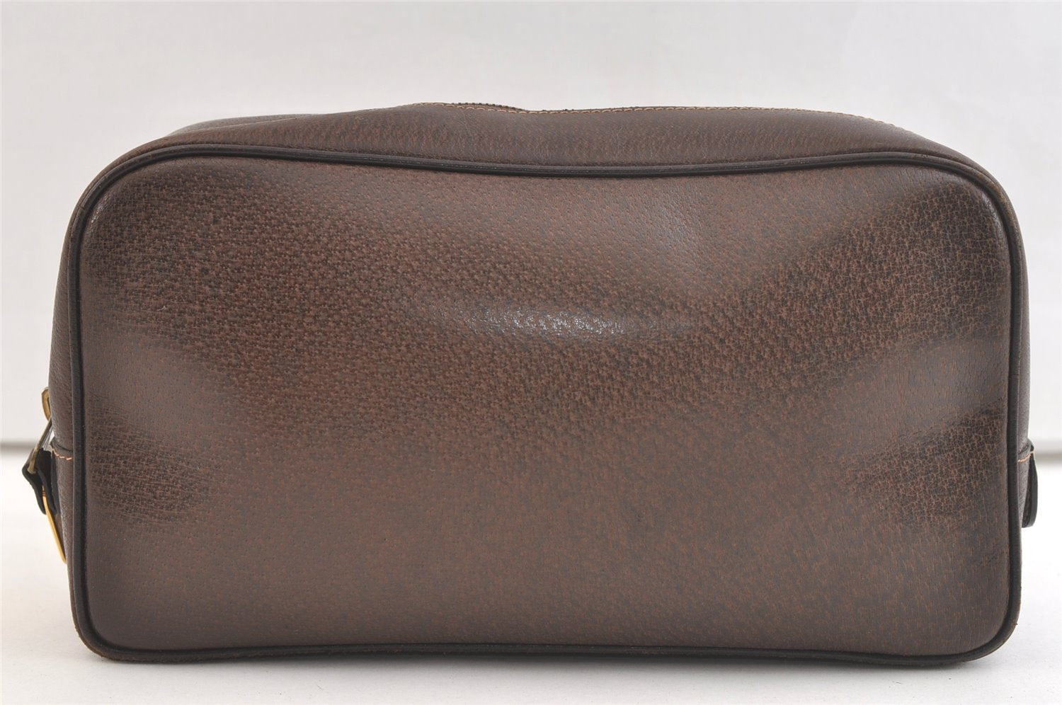 Authentic GUCCI Vintage Clutch Hand Bag Purse Leather Brown 3107K