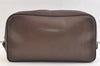 Authentic GUCCI Vintage Clutch Hand Bag Purse Leather Brown 3107K