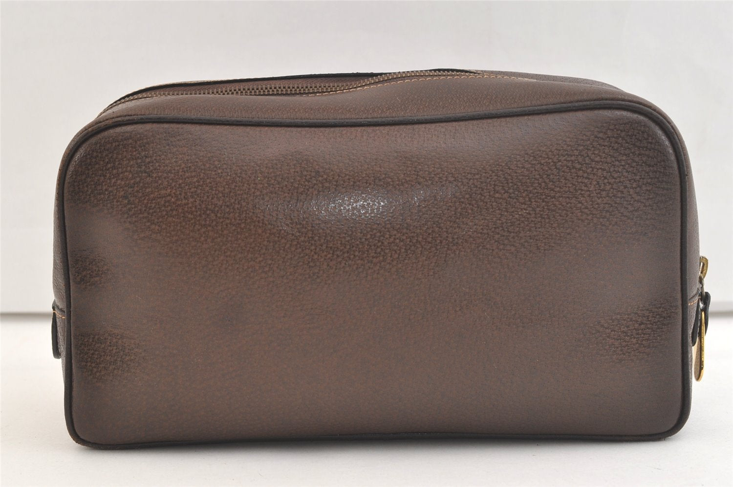 Authentic GUCCI Vintage Clutch Hand Bag Purse Leather Brown 3107K