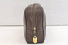 Authentic GUCCI Vintage Clutch Hand Bag Purse Leather Brown 3107K