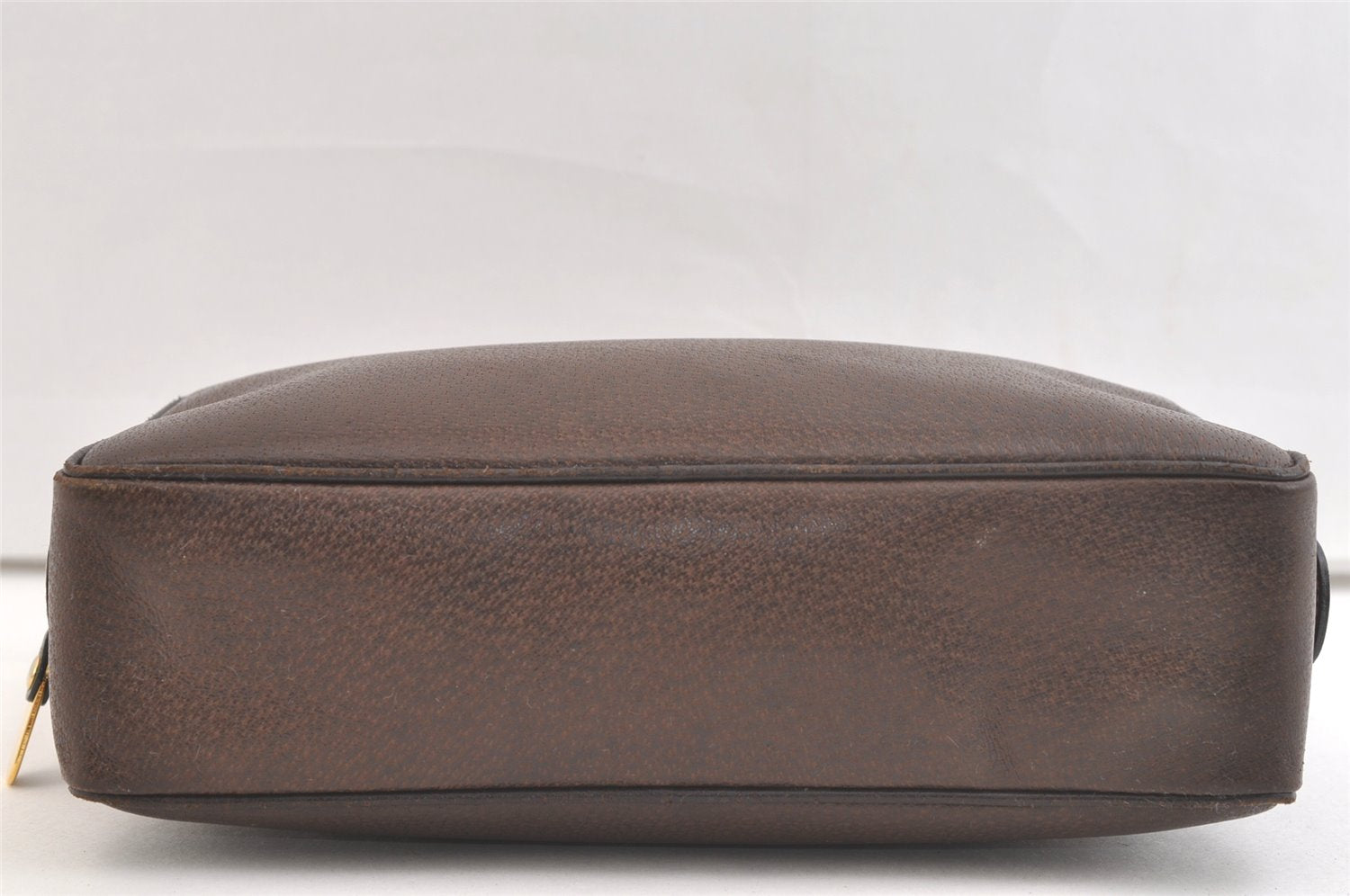 Authentic GUCCI Vintage Clutch Hand Bag Purse Leather Brown 3107K