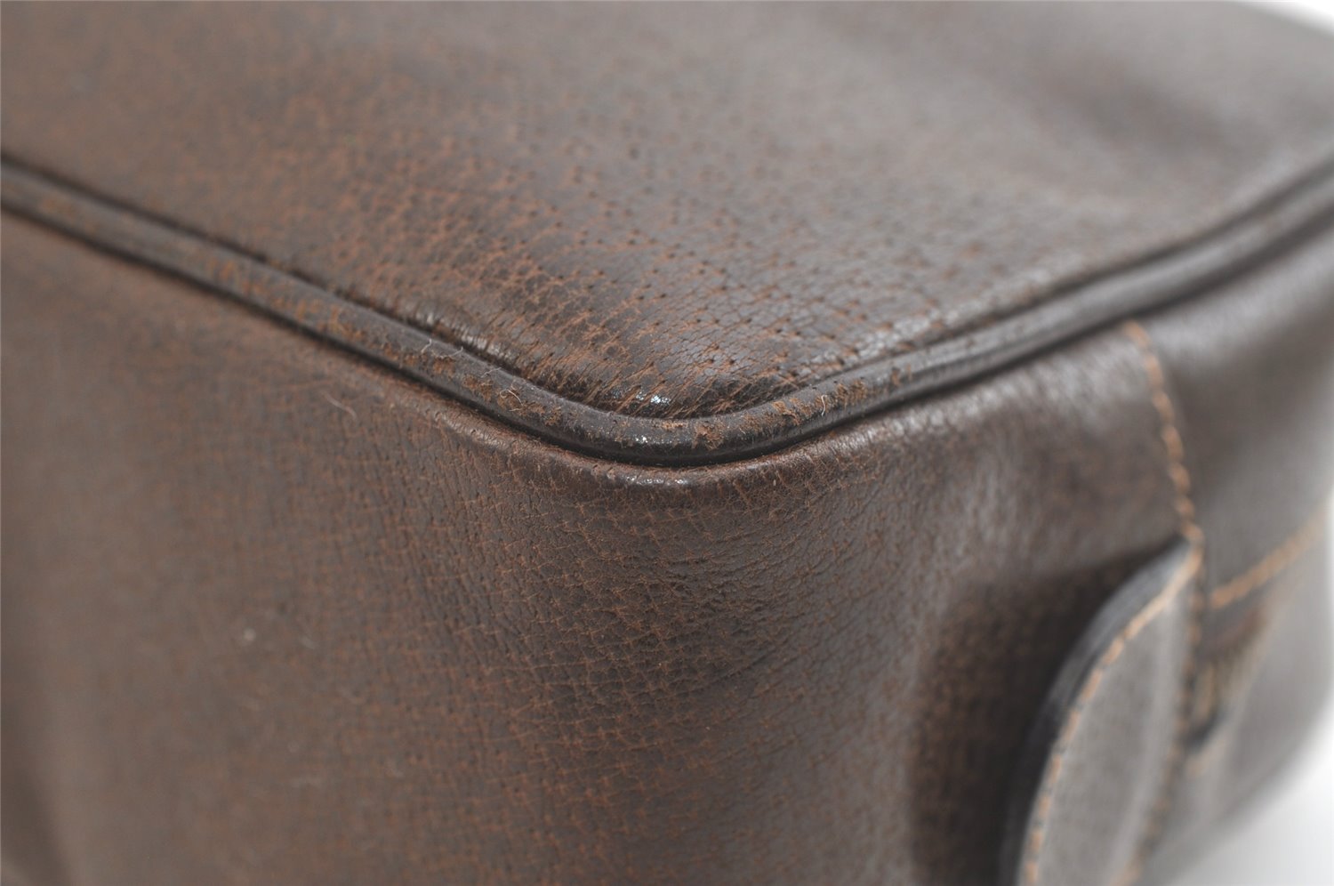 Authentic GUCCI Vintage Clutch Hand Bag Purse Leather Brown 3107K