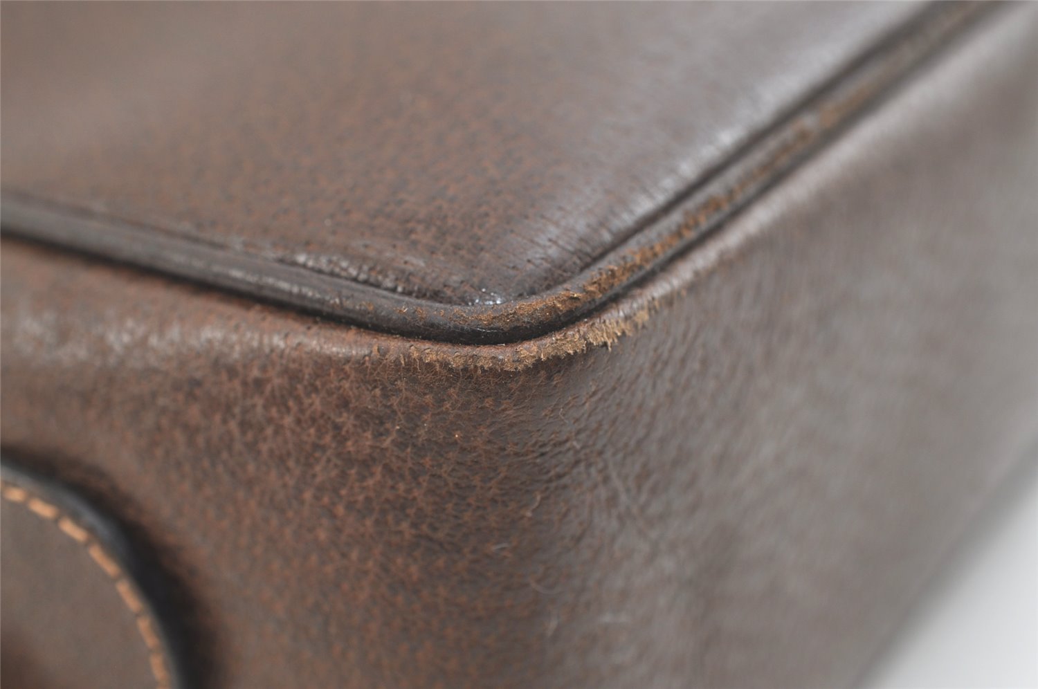 Authentic GUCCI Vintage Clutch Hand Bag Purse Leather Brown 3107K