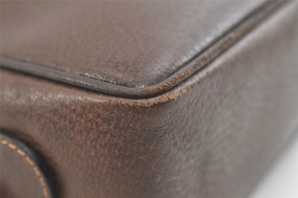 Authentic GUCCI Vintage Clutch Hand Bag Purse Leather Brown 3107K
