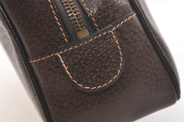 Authentic GUCCI Vintage Clutch Hand Bag Purse Leather Brown 3107K