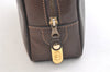 Authentic GUCCI Vintage Clutch Hand Bag Purse Leather Brown 3107K