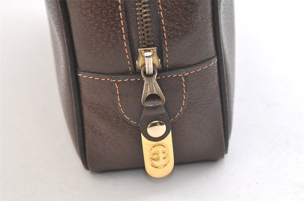 Authentic GUCCI Vintage Clutch Hand Bag Purse Leather Brown 3107K