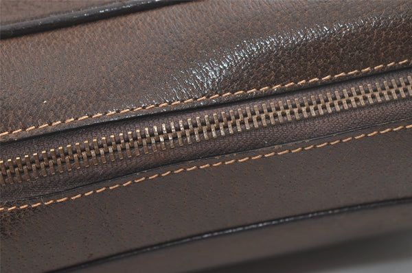 Authentic GUCCI Vintage Clutch Hand Bag Purse Leather Brown 3107K