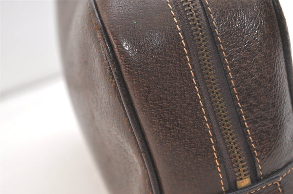 Authentic GUCCI Vintage Clutch Hand Bag Purse Leather Brown 3107K