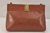 Authentic Salvatore Ferragamo Vara Shoulder Cross Bag Leather Brown SF 3108K