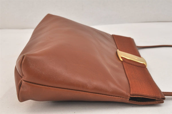 Authentic Salvatore Ferragamo Vara Shoulder Cross Bag Leather Brown SF 3108K