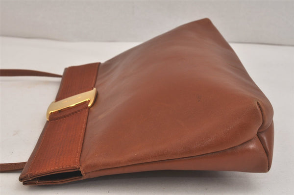 Authentic Salvatore Ferragamo Vara Shoulder Cross Bag Leather Brown SF 3108K